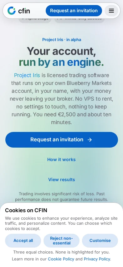The cookie consent sheet on a phone-width screen